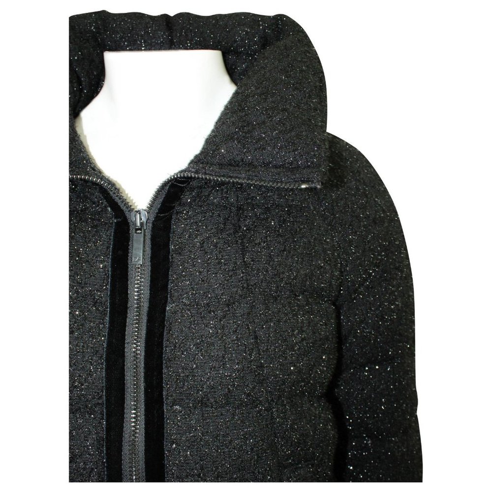 Diane Von Furstenberg Black Hall Sparkle Glitter Puffer Coat Jacket Small NWT - Picture 3 of 9